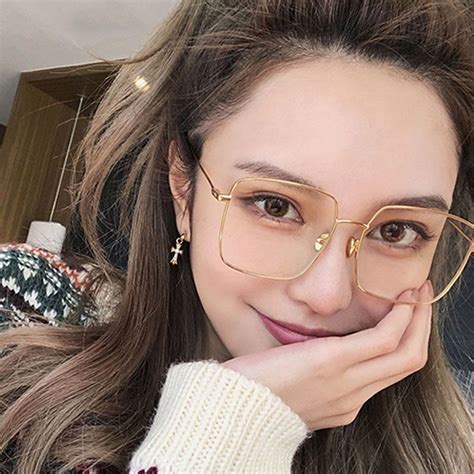 Korean Fashion Square Clear Glasses Women New Oversized Eyewear Spectacle Frames