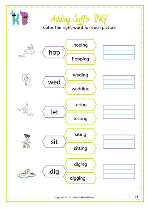 Adding Suffix Ing Kindergarten Worksheets