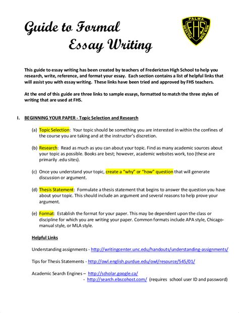 Formal Essays 9 Examples Format Sample Examples