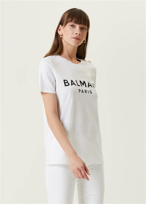 Balmain Beyaz Kadın Beyaz Logolu T shirt 1367159 Beymen