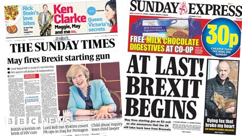 Newspaper headlines: Brexit dominates Sunday papers - BBC News