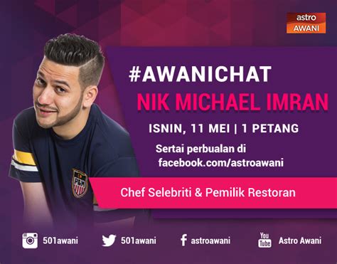 After being shortlisted in the top 24 of the masterchef malaysia, nik hasn't looked back. #AwaniChat: Hasil penjualan restoran milik Nik Michael ...