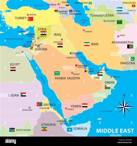 Mappa Medio Oriente Immagini Vettoriali Stock Alamy