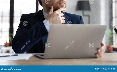 Close Up Pensive Male Ceo Manager Touching Chin Stock Photo Image Of Pensive Cryptocurrency