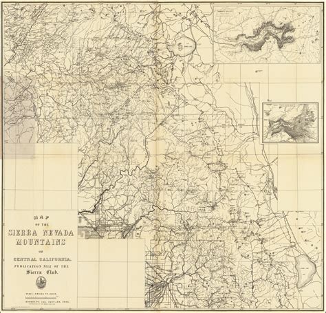 Map Of The Sierra Nevada Mountains Of Central California Publication