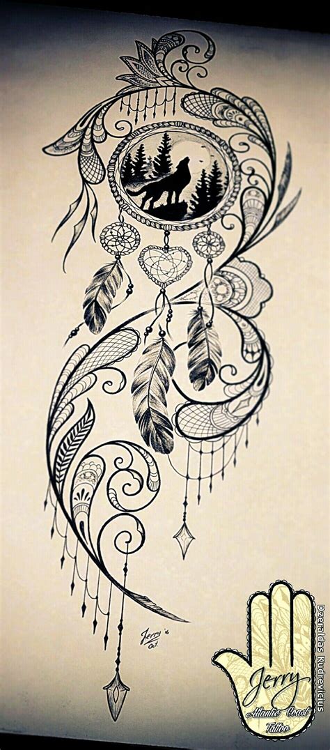Dream Catcher Tattoo Design Feather Tattoos Sleeve Tattoos Lace
