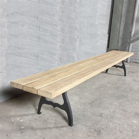Industrial design garden bench with cast iron legs, hardwood Iroko - DT69
