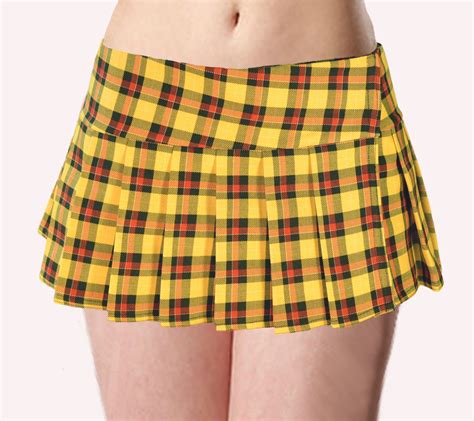 Yellow Red And Black Schoolgirl Plaid Tartan Pleated Micro Mini Skirt
