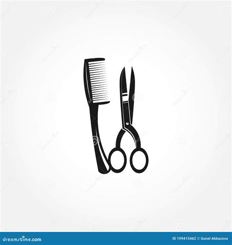 Comb And Scissors Hairdresser Tools Isolated Solid Icon Stock Vector
