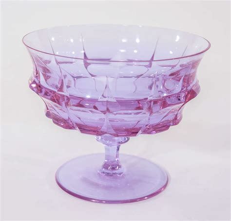 Signed Moser Alexandrite Hand Blown Crystal Footed Vase And Pair Of Compotes At 1stdibs Moser