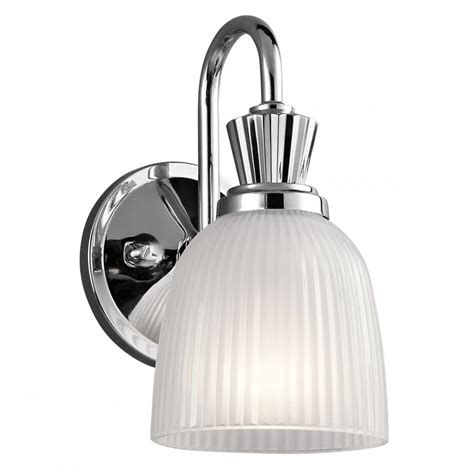Led Ip44 Bathroom Wall Light In Chrome With Ribbed Etched