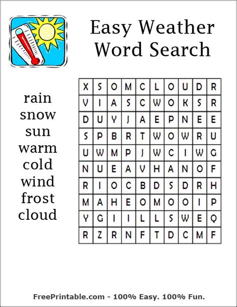 Large Print Easy Word Search Printable