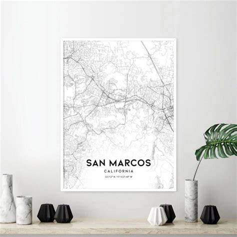 San Marcos Map Print San Marcos Map Poster Wall Art Ca Etsy Finland
