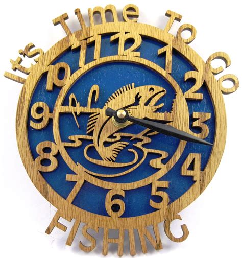 Its Time To Go Fishing Clock Scroll Saw Cut Wooden Art
