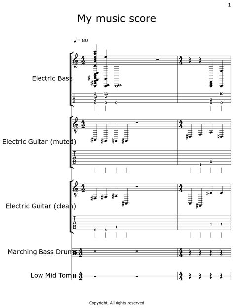 My Music Score Sheet Music For Electric Bass Electric Guitar Electric Guitar Marching Bass