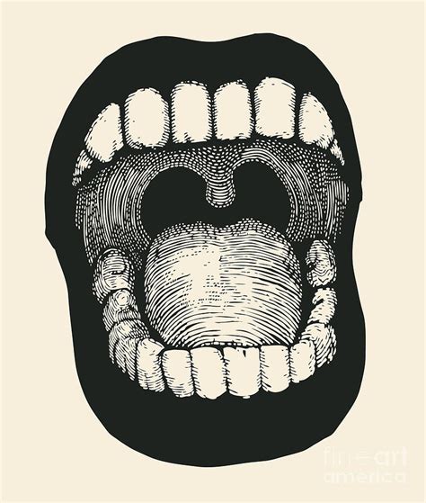 Screaming Mouth Drawing Style Vector Digital Art By Jumpingsack Fine