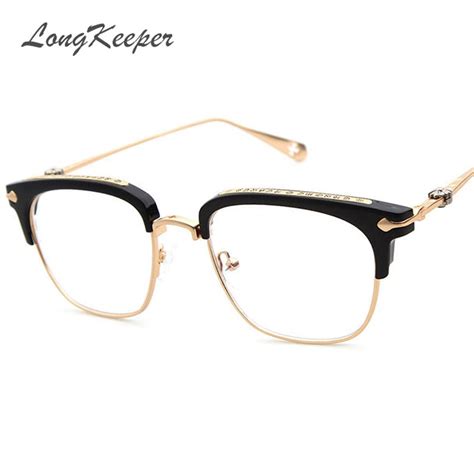 2017 brand designer gold metal eyeglasses frame for women men oversized square eyeglass frames