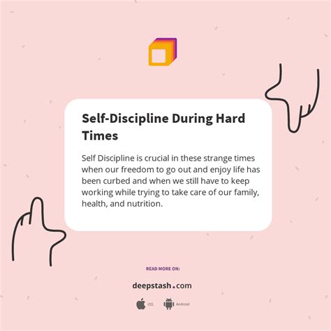 Self Discipline During Hard Times Deepstash
