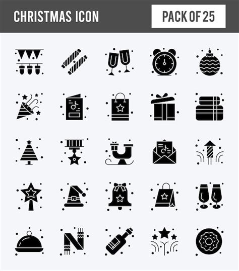 Premium Vector 25 Christmas Glyph Icon Pack Vector Illustration
