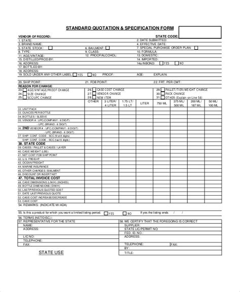 Free 7 Sample Standard Quotation Forms In Ms Word Pdf