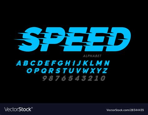 Speed Style Font Design Alphabet And Numbers Vector Image