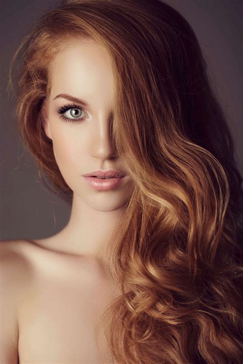ginger strawberry blond hair hollywood waves pelo largo castaño belleza del cabello peinado