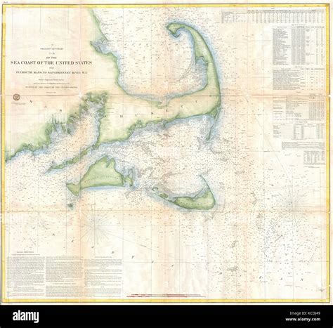 1857 Us Coast Survey Map Of Cape Cod Nantucket And Marthas