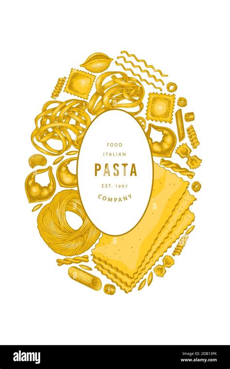 Italian Pasta Design Template Hand Drawn Vector Food Illustration