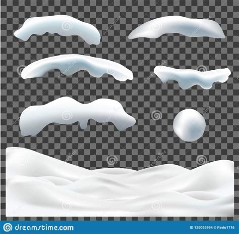 Vector Collection Of Snow Caps Pile Icicles Ice Snowball And