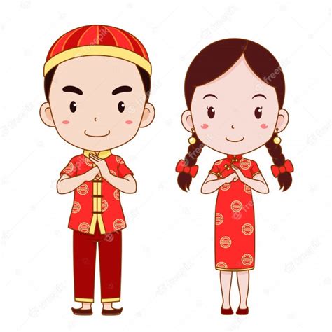 Premium Vector Happy Chinese New Year With Cute Couple