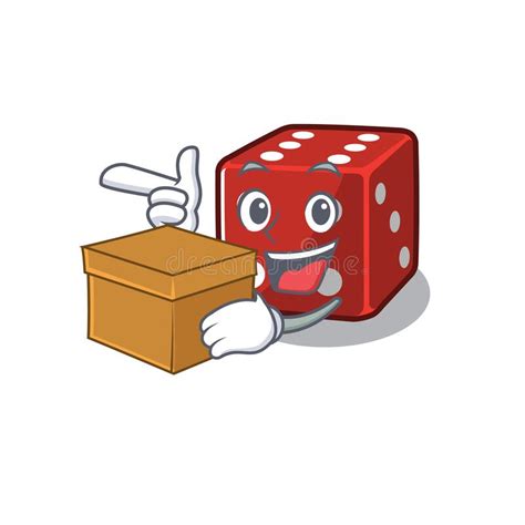 Cute Dice Cartoon Character Having A Box Stock Vector Illustration Of