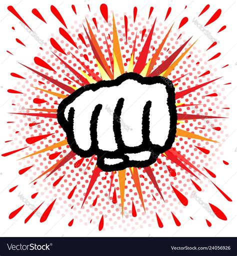 Red And Yellow Cartoon Splash Fist Punch Vector Image