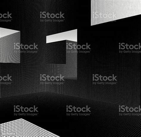 Labyrinth Interior With Grid Pattern In Black And White Stock Photo