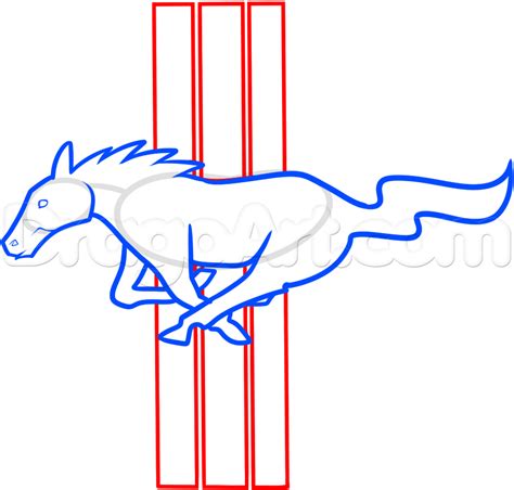 … draw the shapes of the animal's body and neck. How to Draw the Mustang Logo, Step by Step, Cars, Draw ...