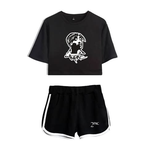 Summer Women S Sets 2pac Tupac Shakur Short Sleeve Crop Top Shorts Sweat Suits Women