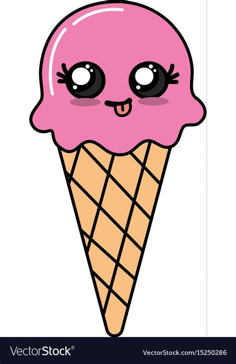 Kawaii Cute Funny Ice Cream Vector Illustration Download A Free Preview Or High Quality Adobe