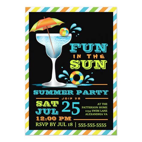 Adult Fun Sun Cocktails Summer Party Invitation In 2020 Pool Party Invitations