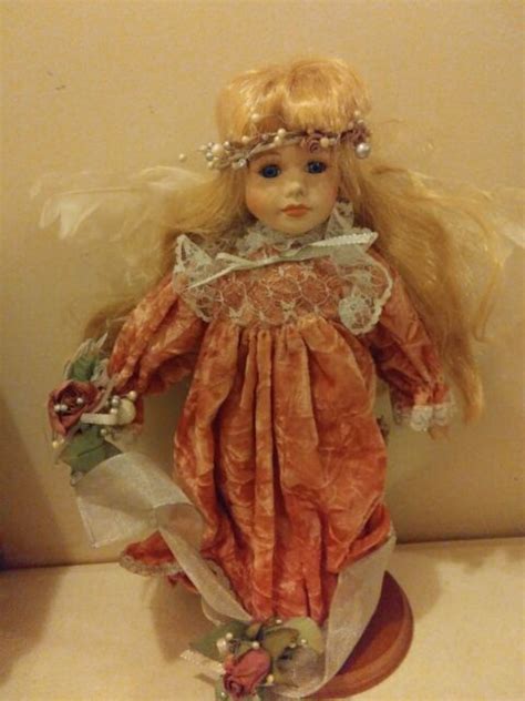 Beautiful Porcelain Heavenly Angel Doll With Wings Blonde Unmarked