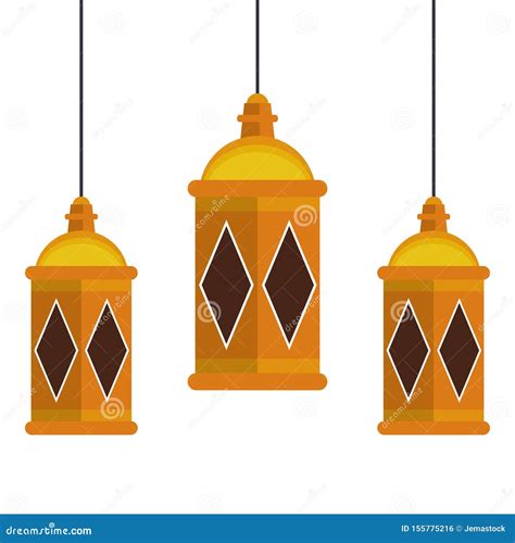 Lanterns Decoration Festival Lamps Cartoon Stock Vector Illustration