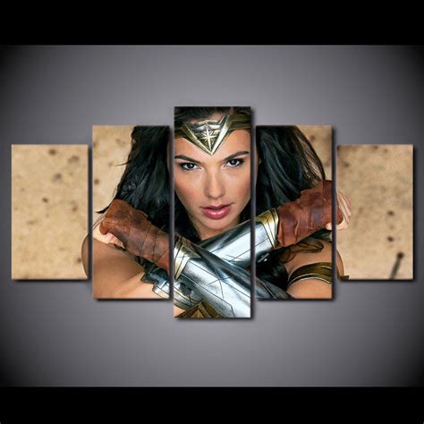 Wonder Woman Movie Superhero Character Canvas Hd Wall Decor 5pc Framed