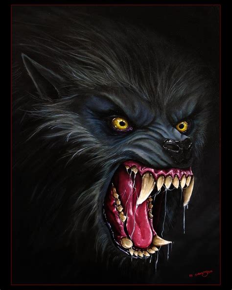 Bad Moon Rising Oil On Canvas 50cm X 70cm American Werewolf In London Horror Art