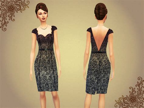 The Sims Resource Lace Dress With Belt 6 Colors Set By Notegain • Sims