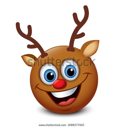 Red Reindeer Emoticon Emoji Character Vector Stock Vector Royalty Free