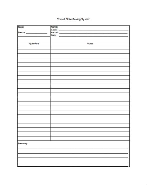 Cornell Note Taking Template 2020 Fill And Sign Printable Template