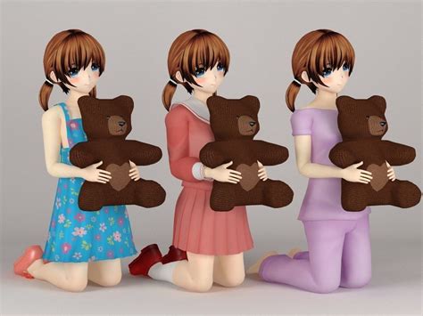 Keiko Anime Girl Pose 3 3d Model Cgtrader
