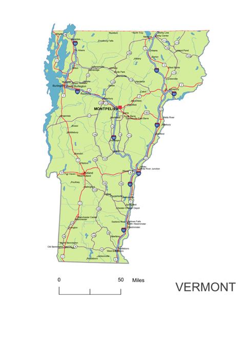 Vermont State Vector Road Map Your Vector