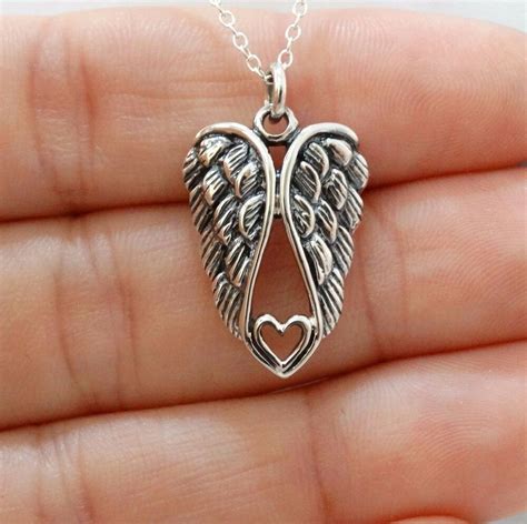 Angel Wings Heart Necklace 925 Sterling Silver Angels