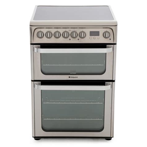 buy hotpoint hue61xs ceramic electric cooker with double oven stainless steel marks electrical