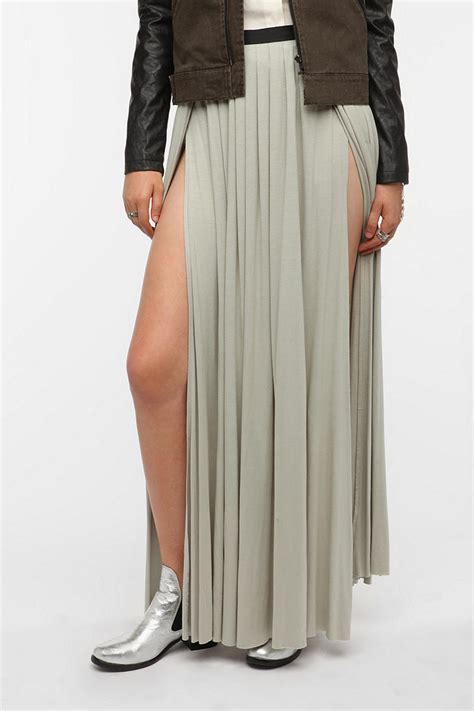 Lyst Urban Outfitters Ecote Double Slit Maxi Skirt In Gray