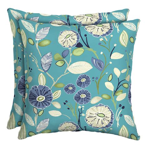 Mainstays Blue Floral 16 Square Outdoor Patio Throw Pillow Set Of 2